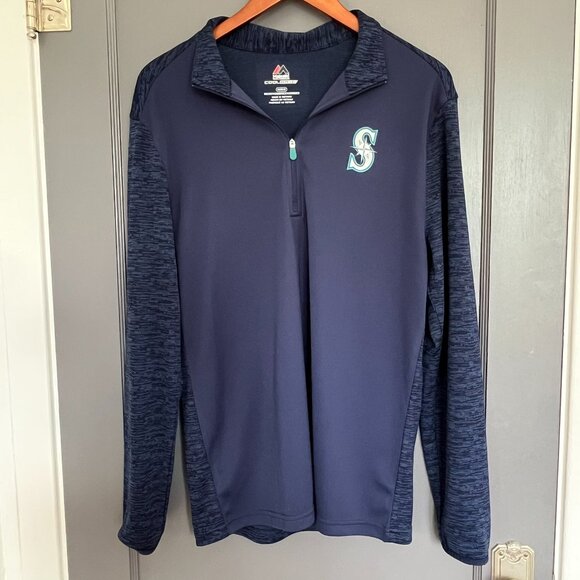 Seattle Mariners Majestic Cool Base Men's Quarter-Zip Pullover Size Medium M MLB - Picture 3 of 11